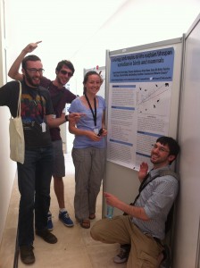 Some of our students with our longevity poster at ESEB2013