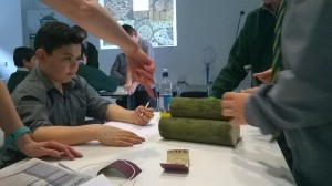 Students from St. Mary’s Boys school building solitary bee shelters.