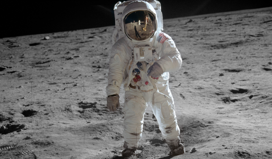 Buzz Aldrin on the surface of Earth's moon
